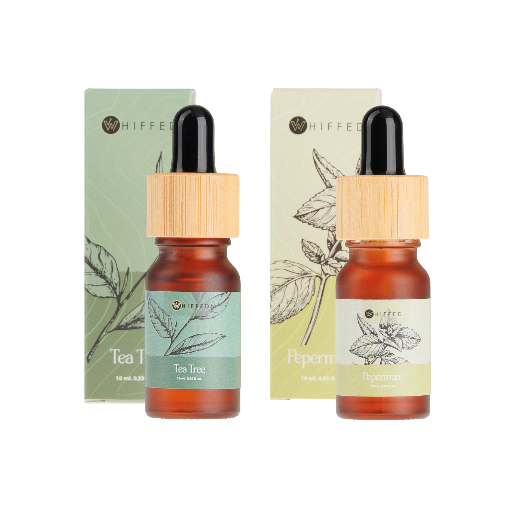 whiffed_show - 10ml duo van tea tree en pepermunt etherische oliën, perfect voor verkoelende huidverzorging en verlichting
